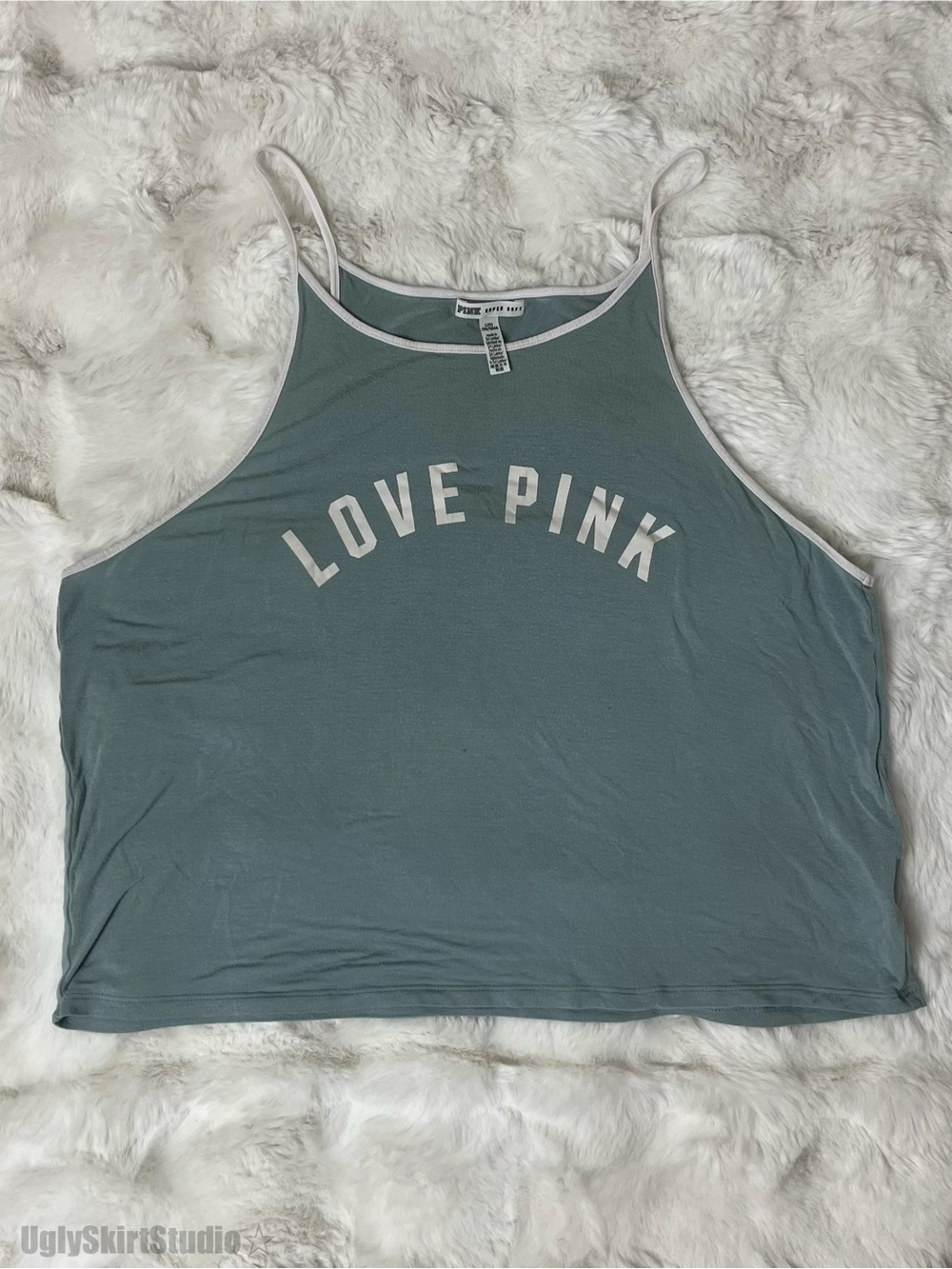 Victoria's Secret PINK Super Soft High Neck Tank Top Teal Large